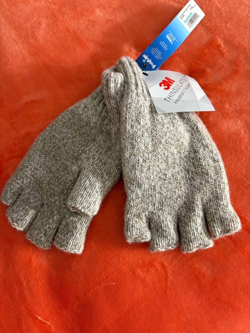 3M Thinsulate Heathered Taupe Fingerless Knit Gloves